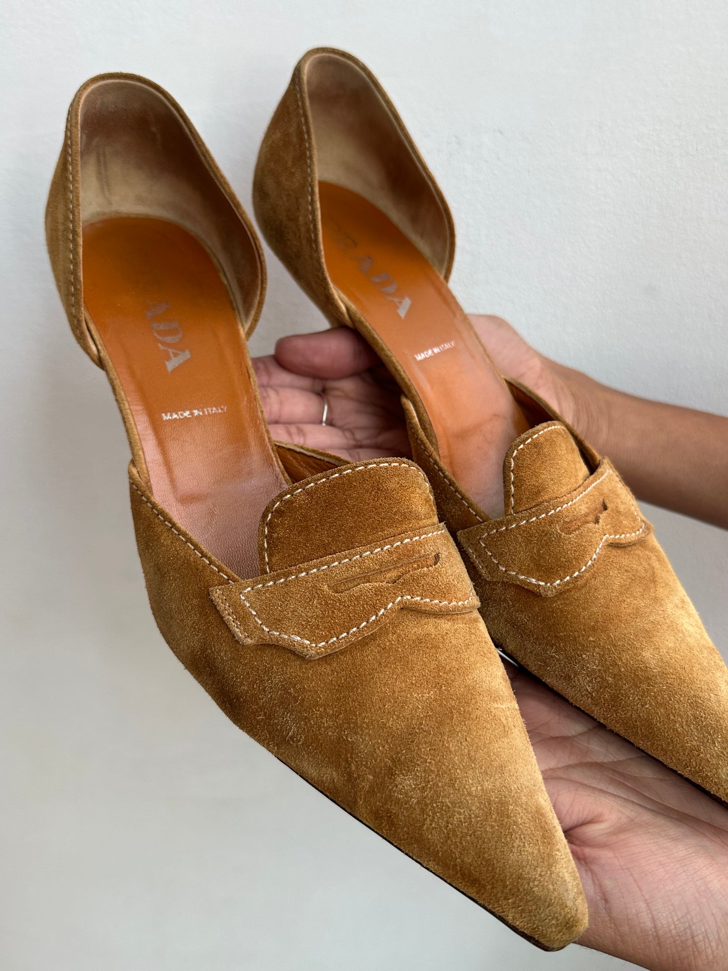 Vintage Prada Suede Kitten Heels