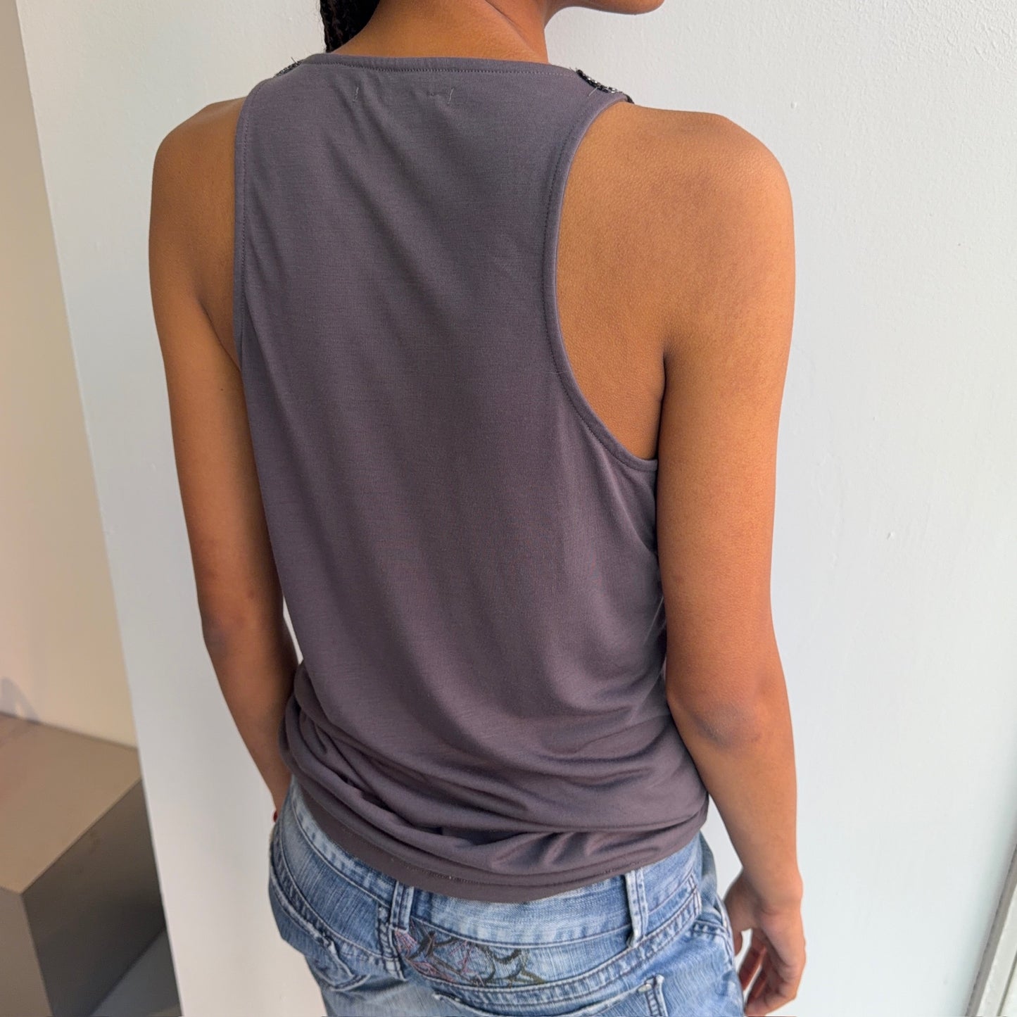 Grey Sequin Top