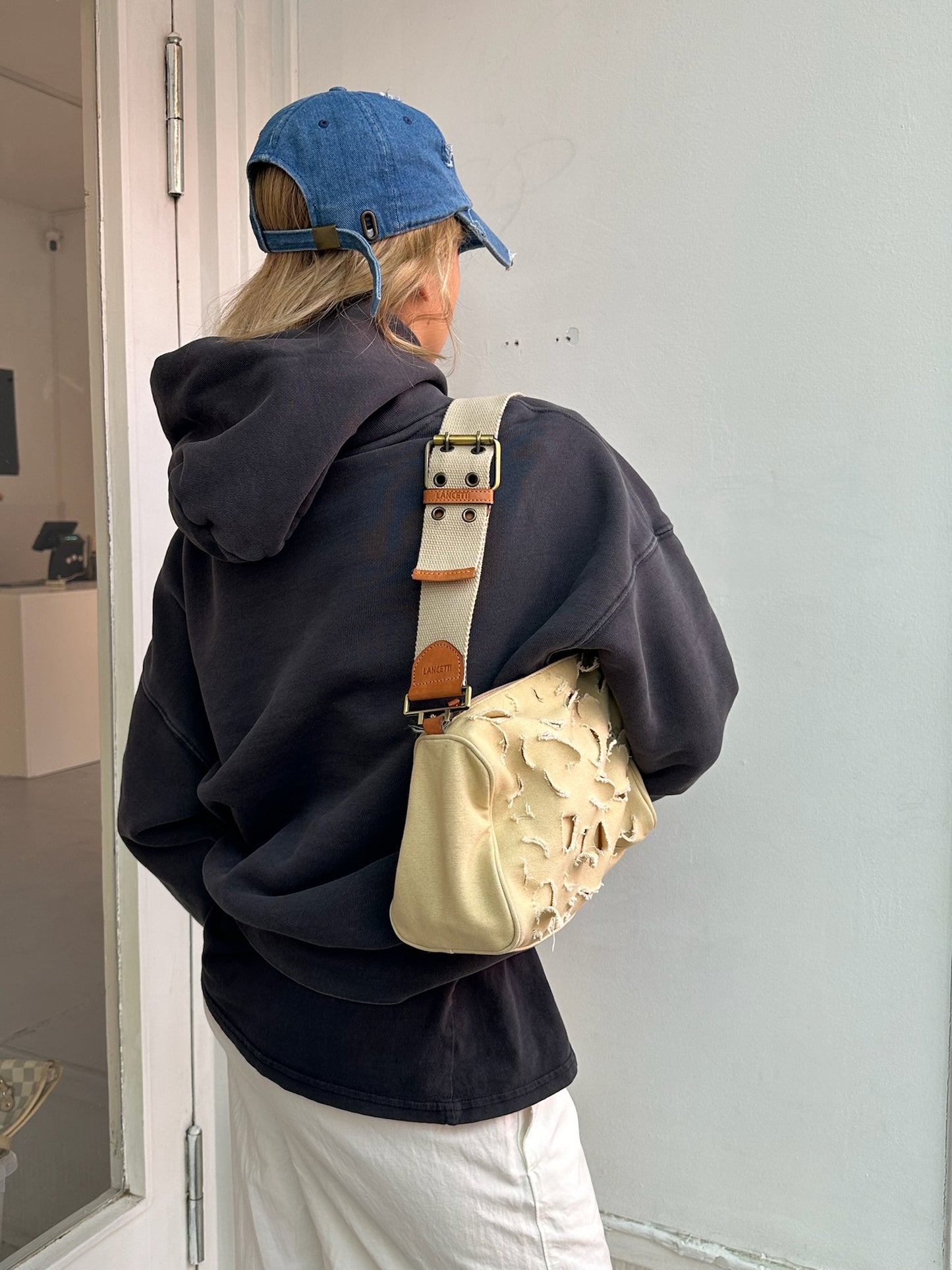 Beige Handttasche