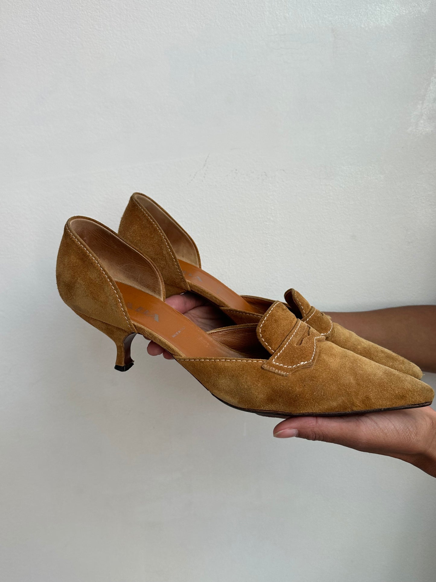 Vintage Prada Suede Kitten Heels