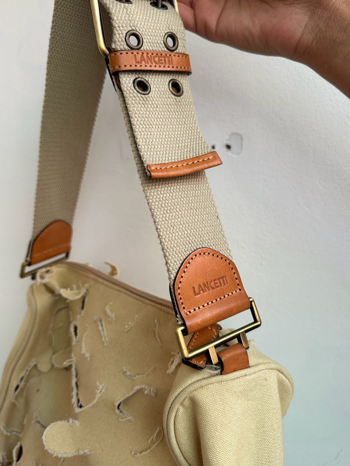 Beige Handttasche