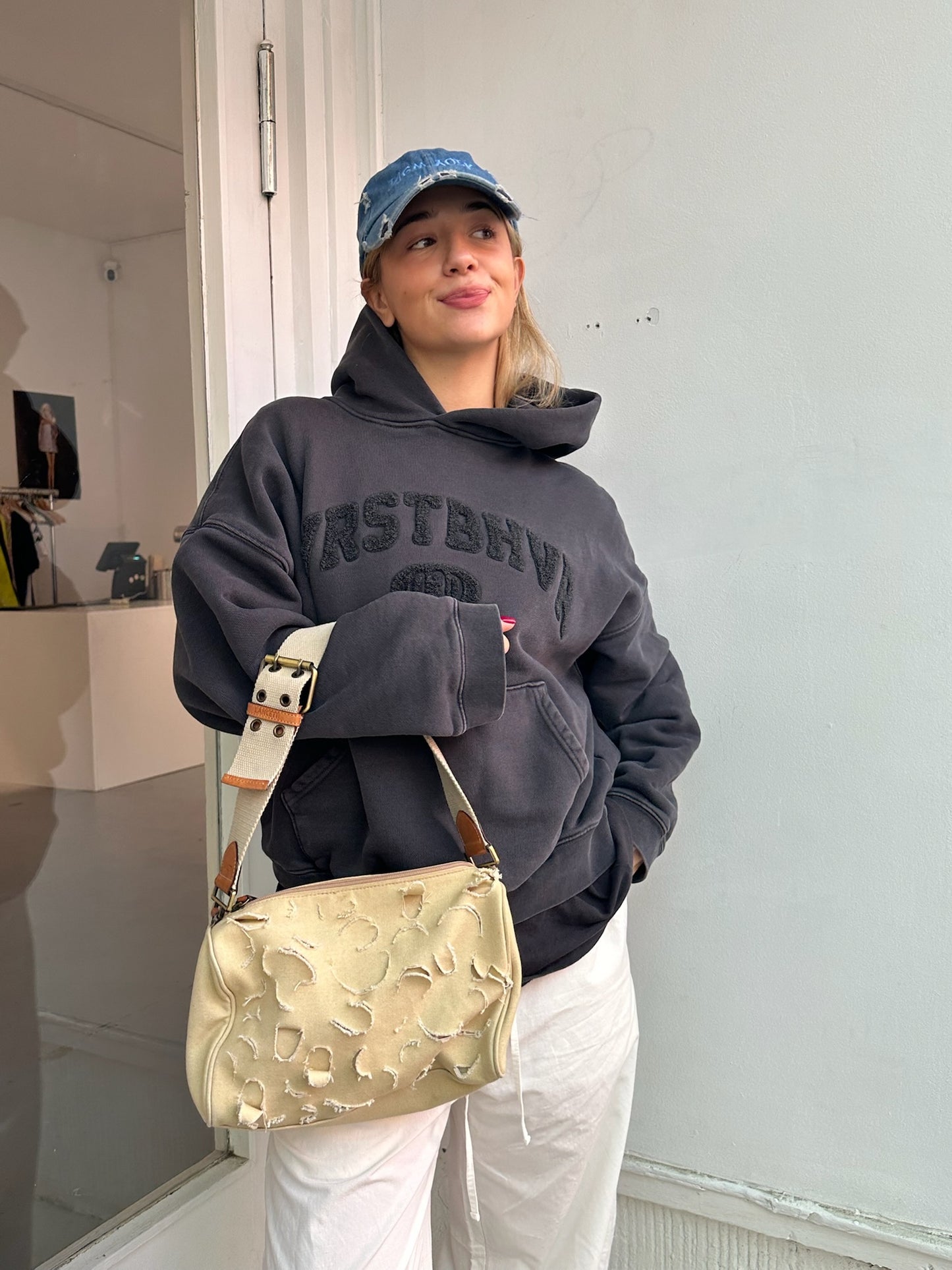 Beige Handttasche