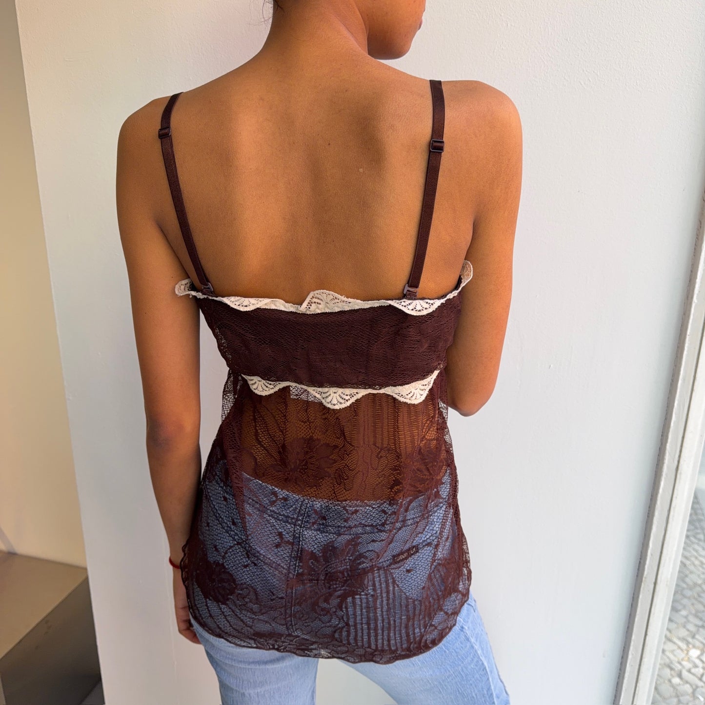 Brown lace cami