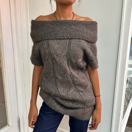 Off-Shoulder Strickkleid