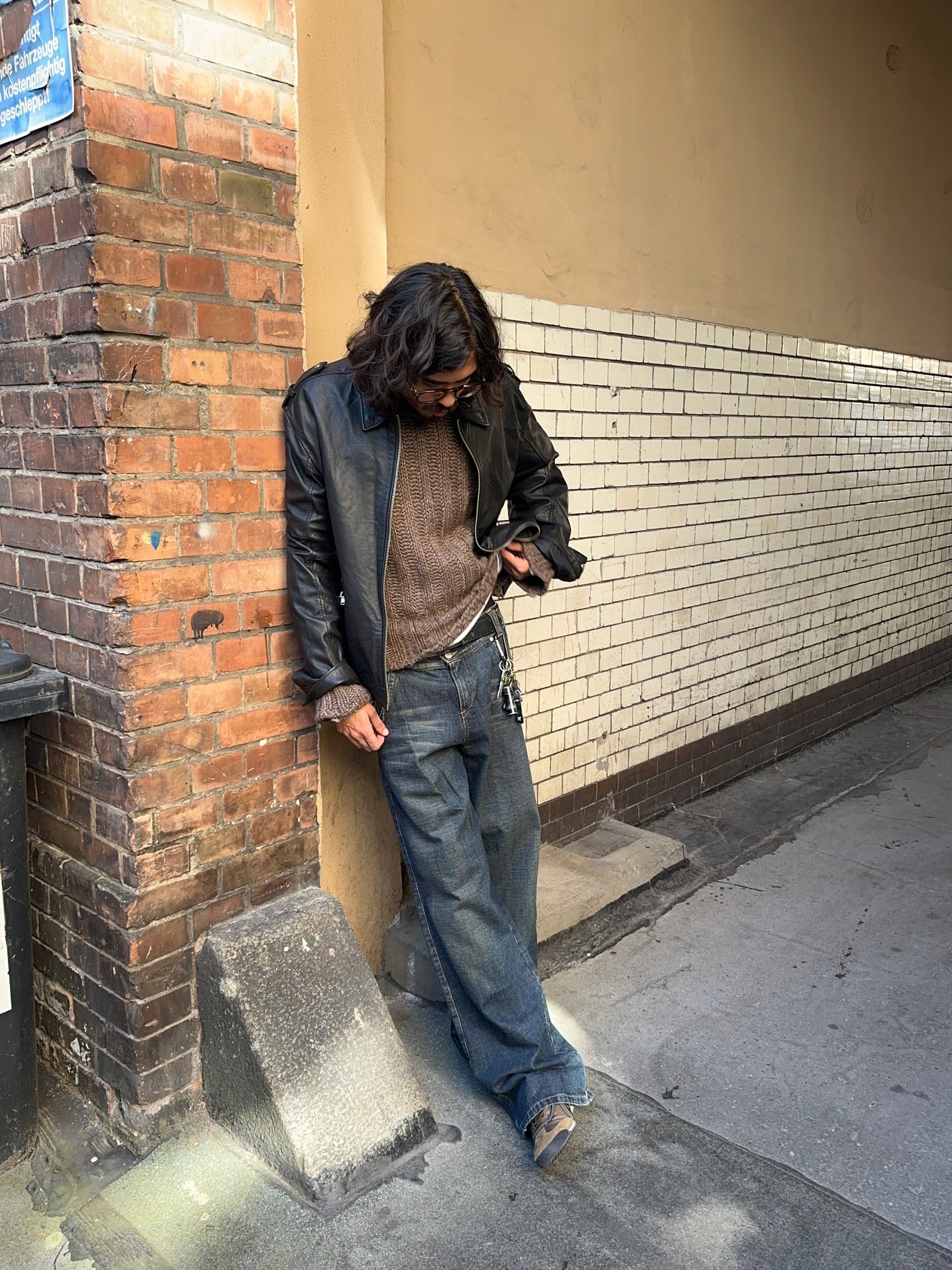 Schwarze Lederjacke
