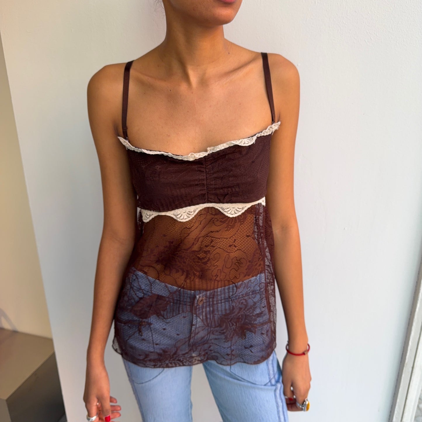 Brown lace cami
