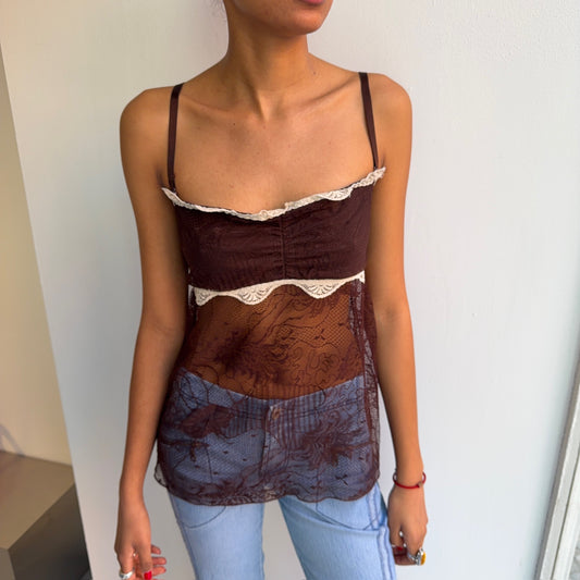 Brown lace cami