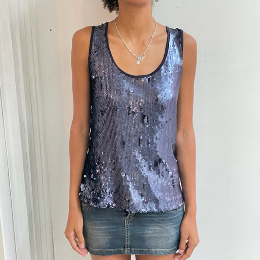 Blaues Pailletten Top
