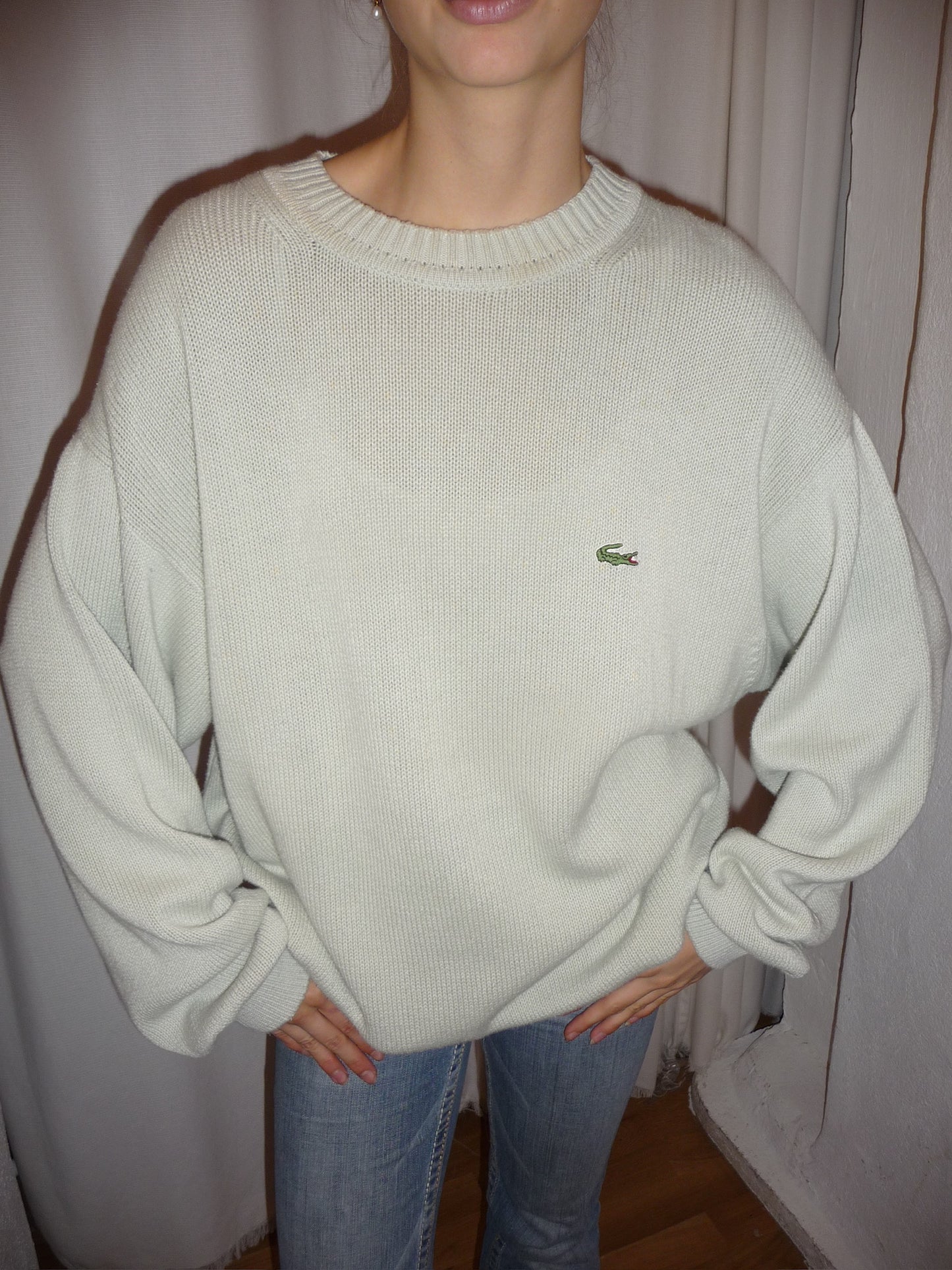 Grau grüner Lacoste Pullover