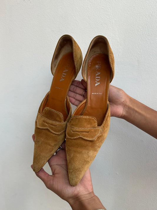 Vintage Prada Suede Kitten Heels