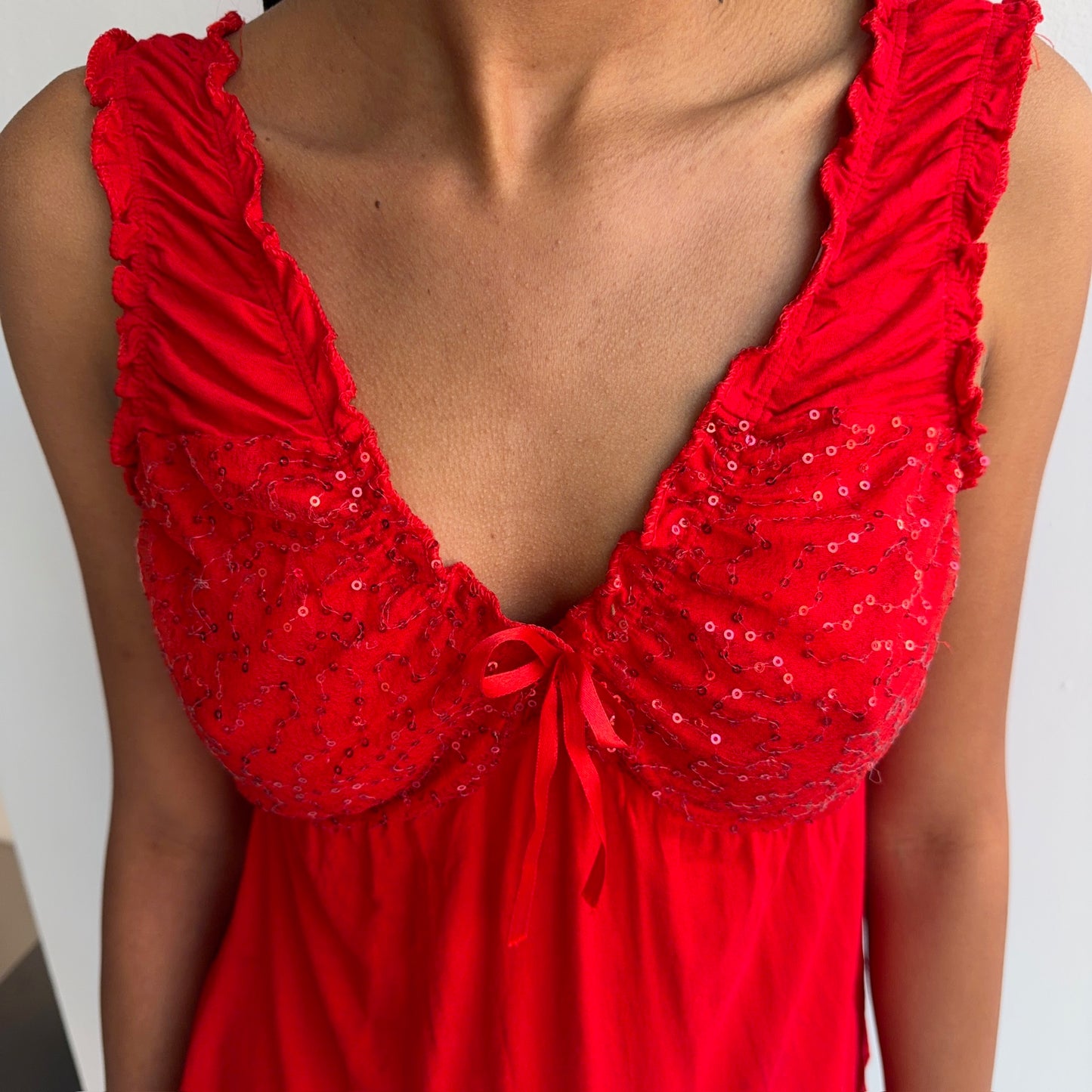 Red Ruffle Top