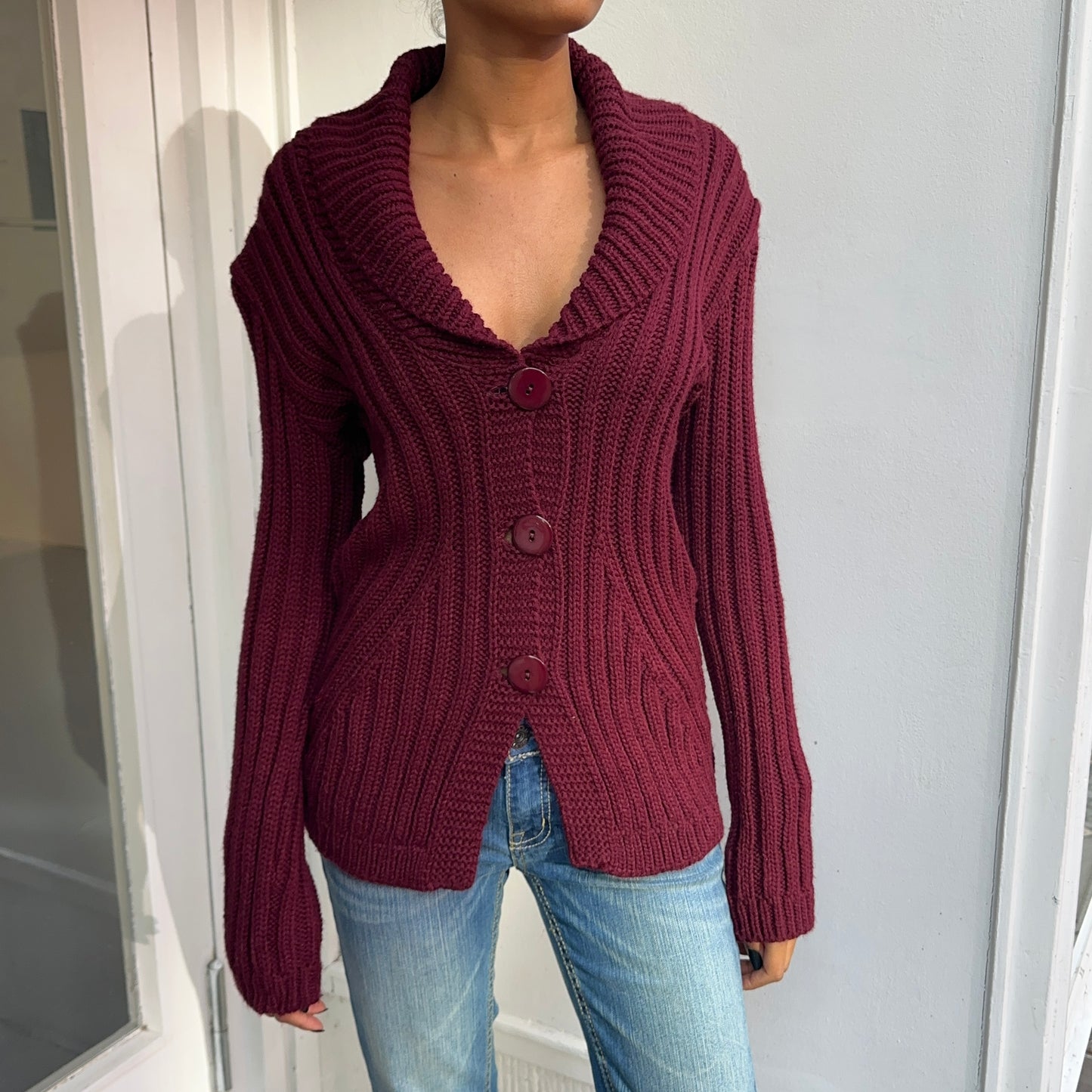 Dark Red Cardigan