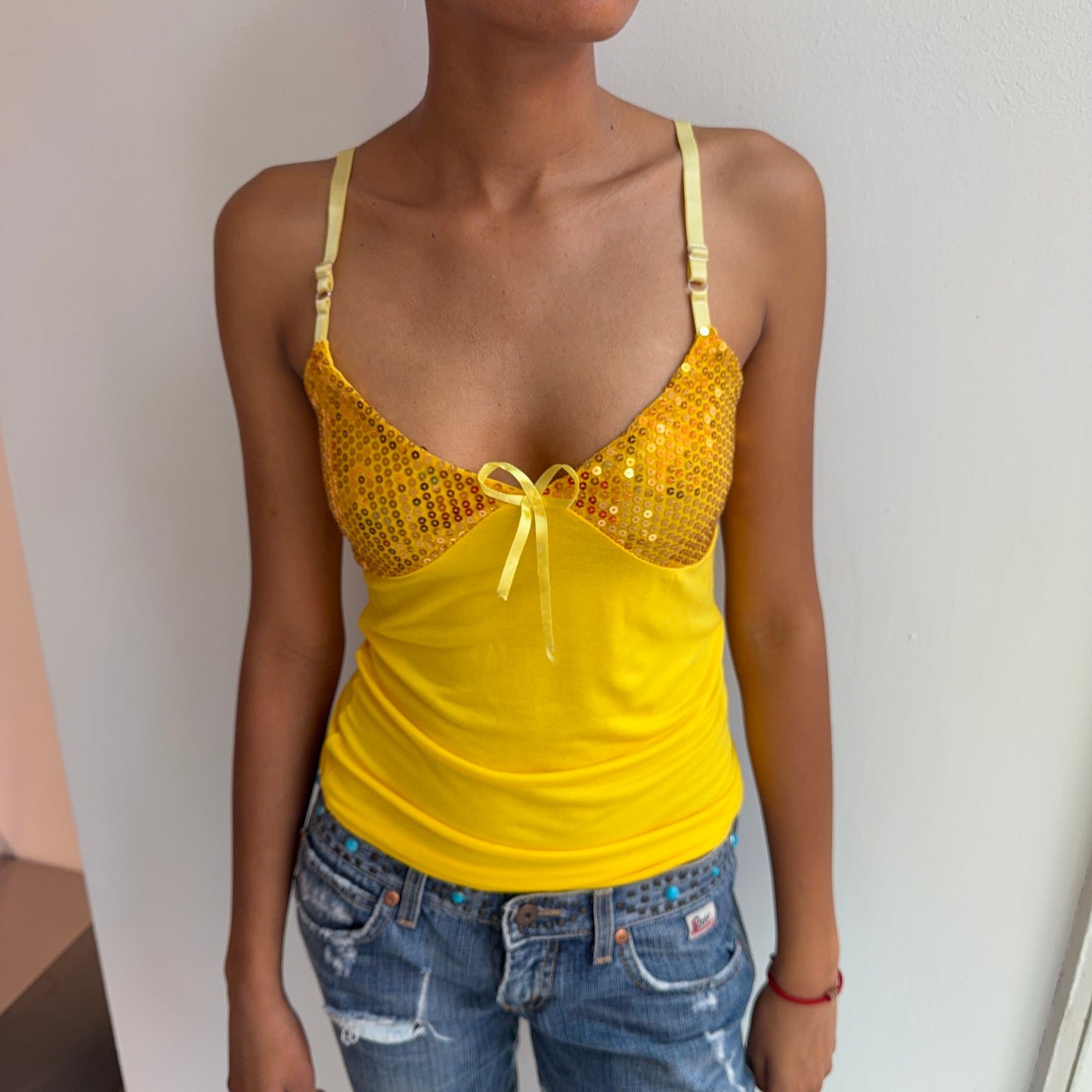 Yellow Sequin Top
