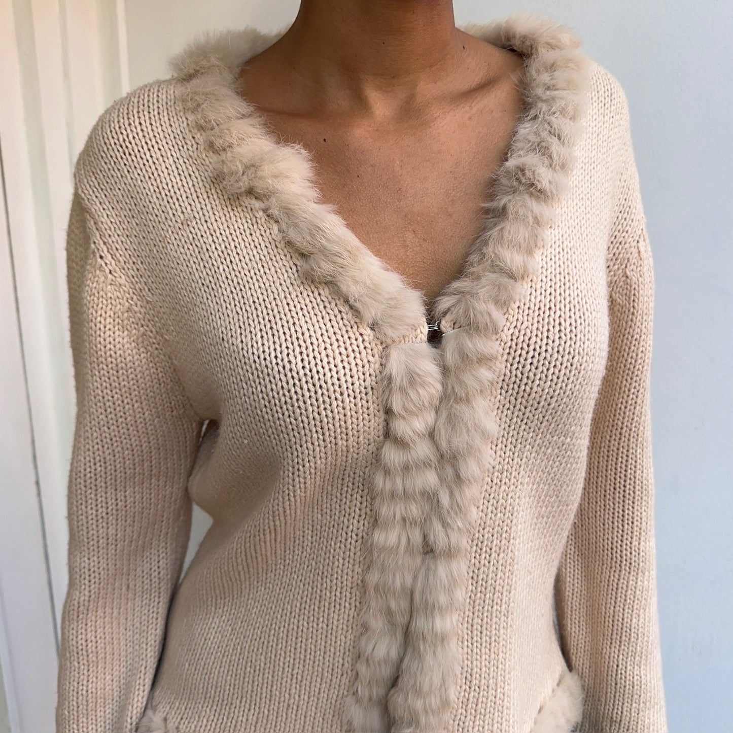 Fur-trimmed Cardigan
