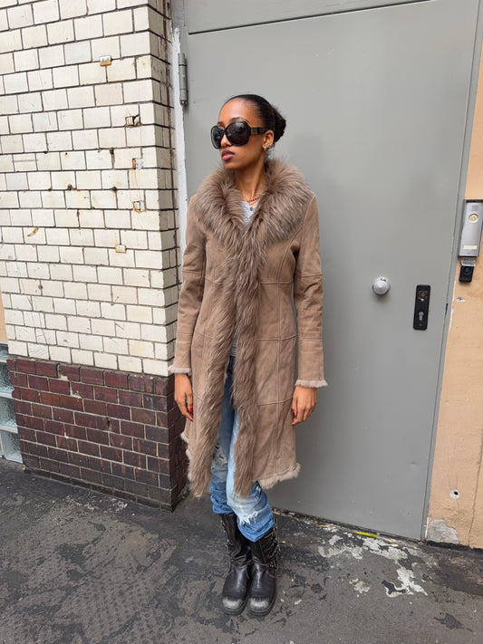 Beige Suede Afghan Coat