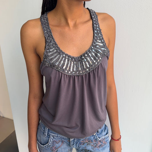 Grey Sequin Top