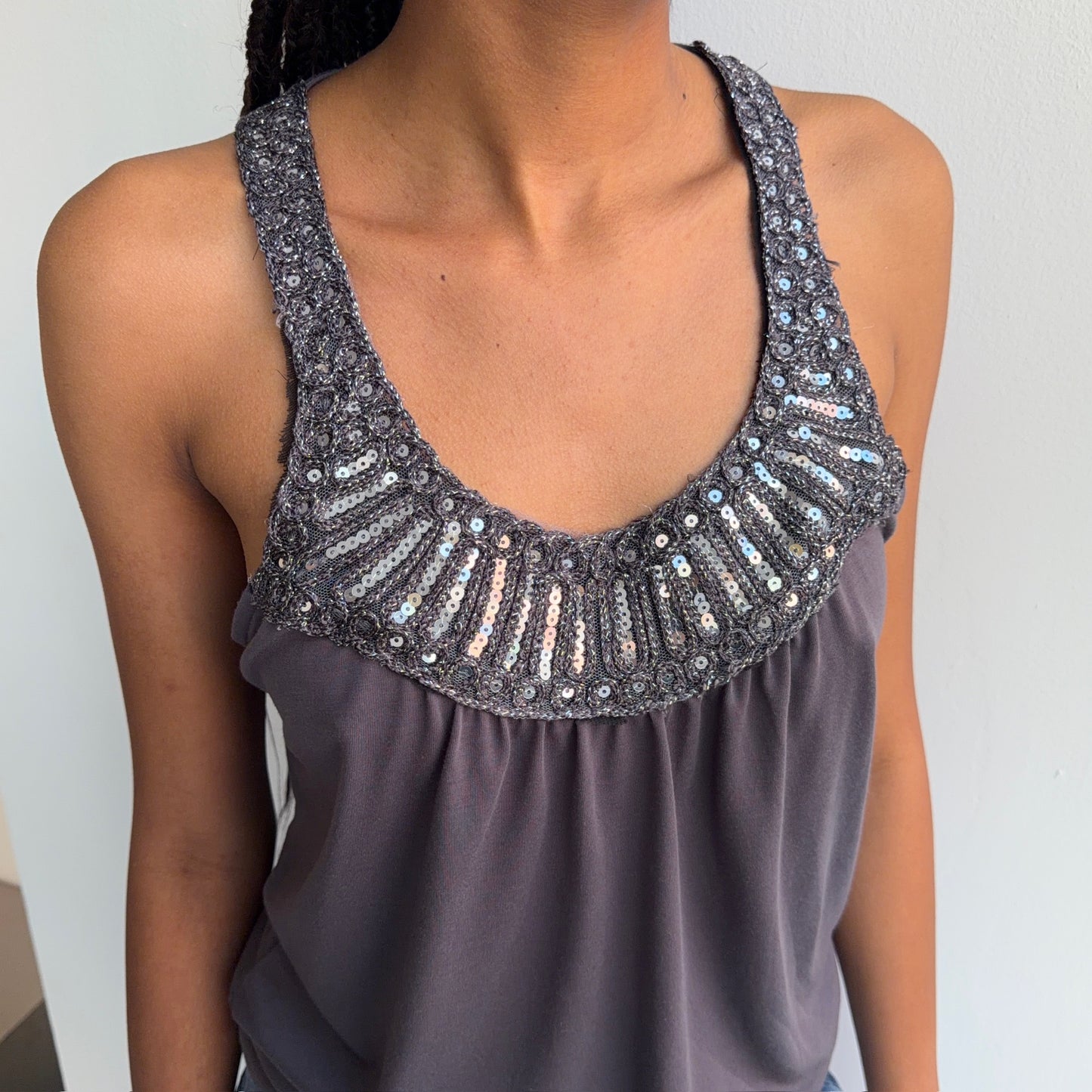 Grey Sequin Top