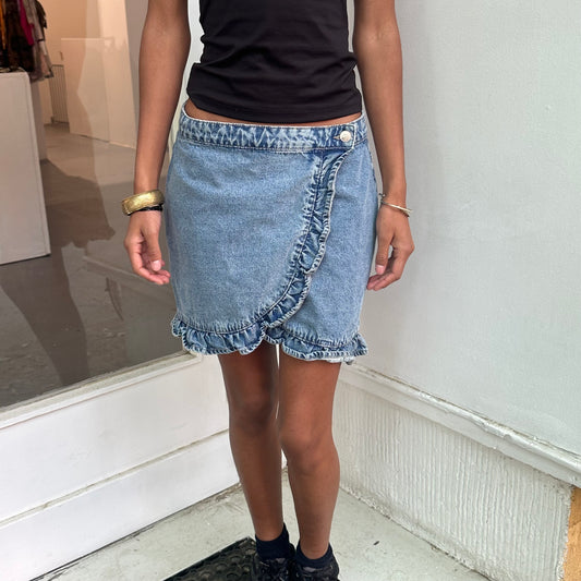 Jeansrock mit Rüschen