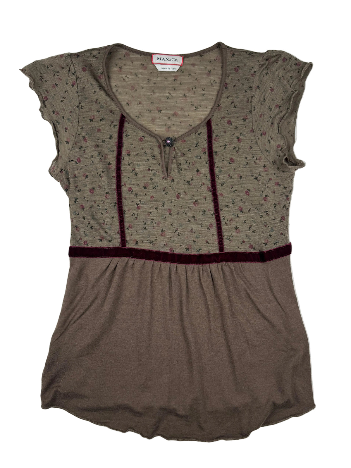 Brown Flower Print Top