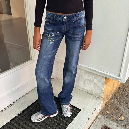 Y2K Jeans mit Strasssteine