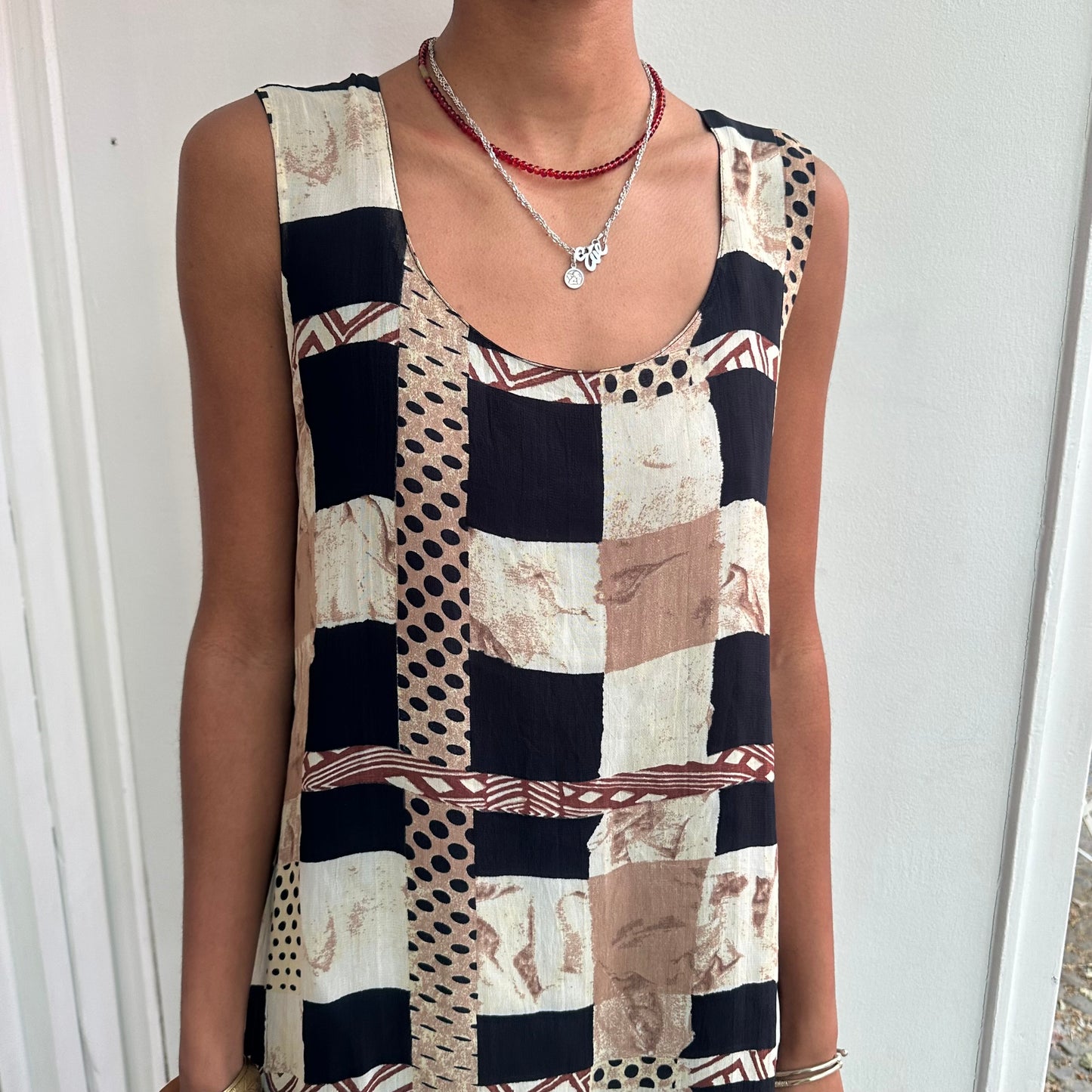 Braun/schwarzes Viskose Kleid
