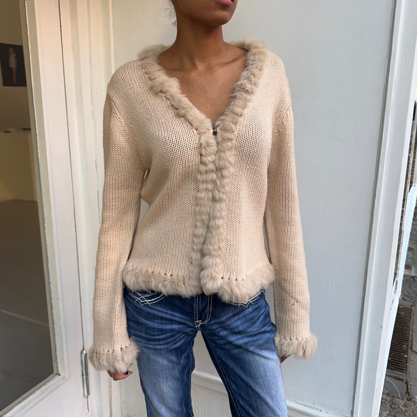 Fur-trimmed Cardigan