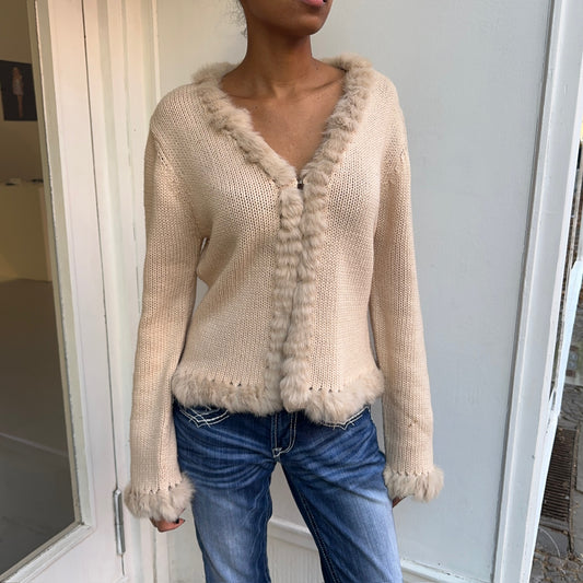 Fur-trimmed Cardigan