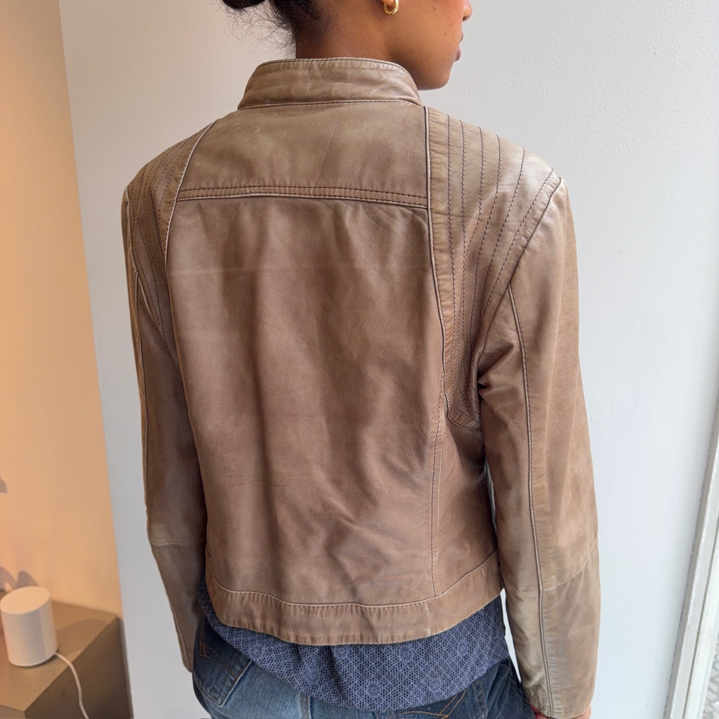 Beige Leather Jacket