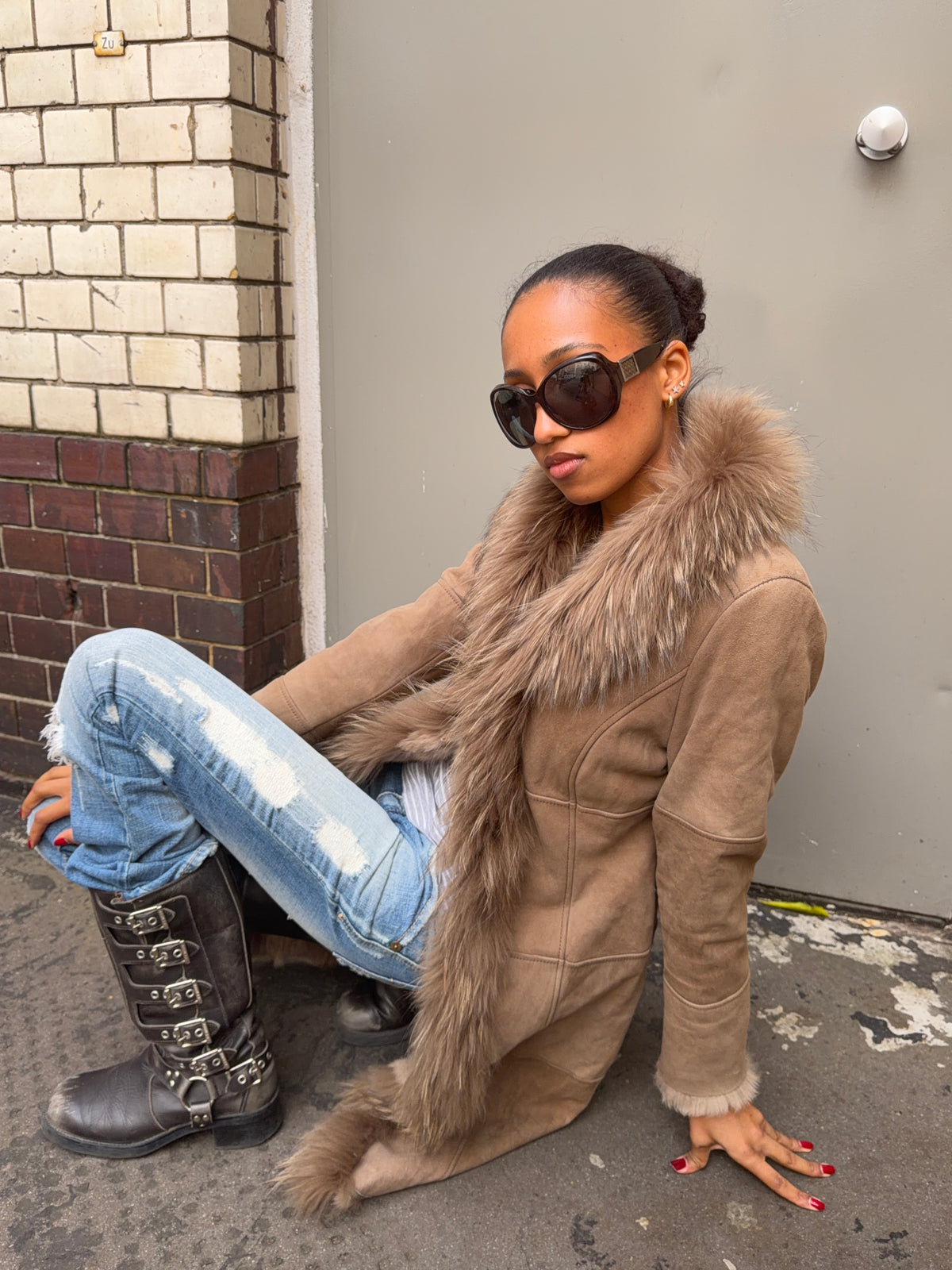 Beige Suede Afghan Coat