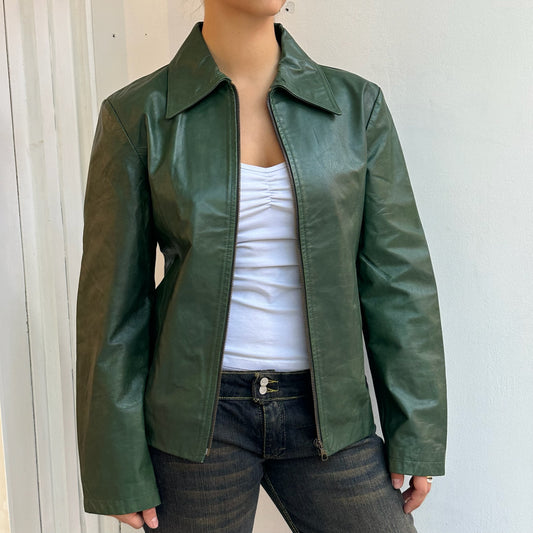 Grüne Lederjacke