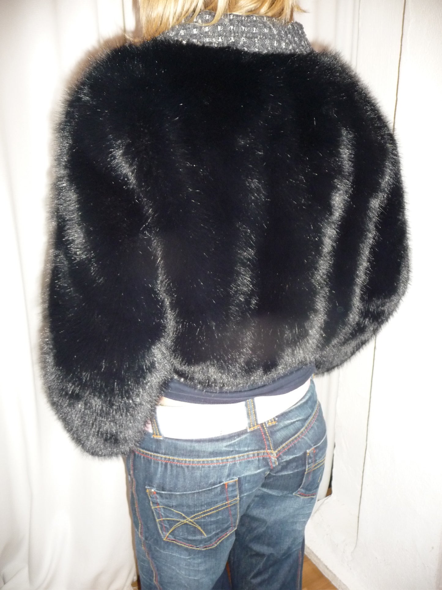 Schwarz Faux Fur Jacke