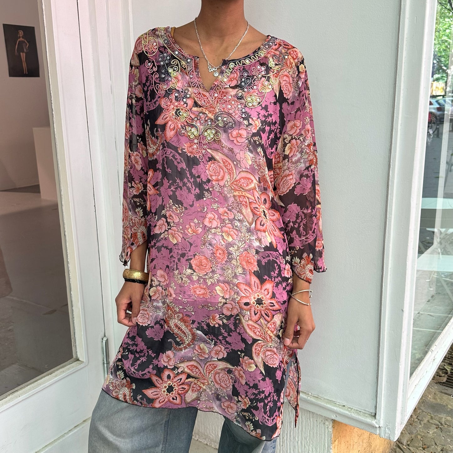 Blusenkleid mit Blumenmuster