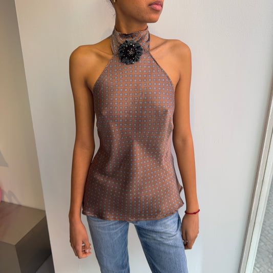 Brown Halterneck Top