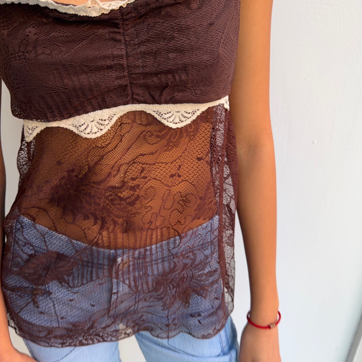 Brown lace cami