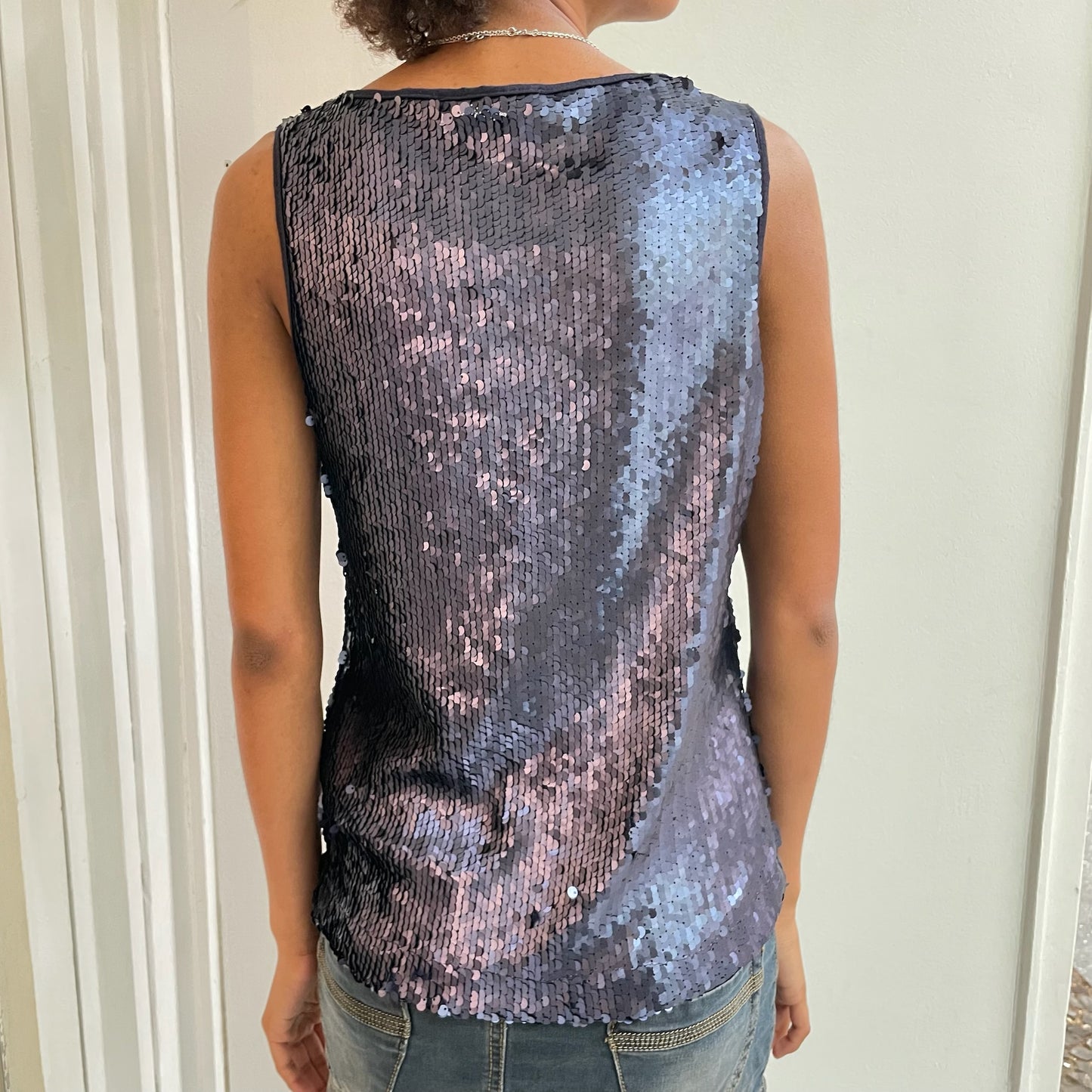 Blaues Pailletten Top