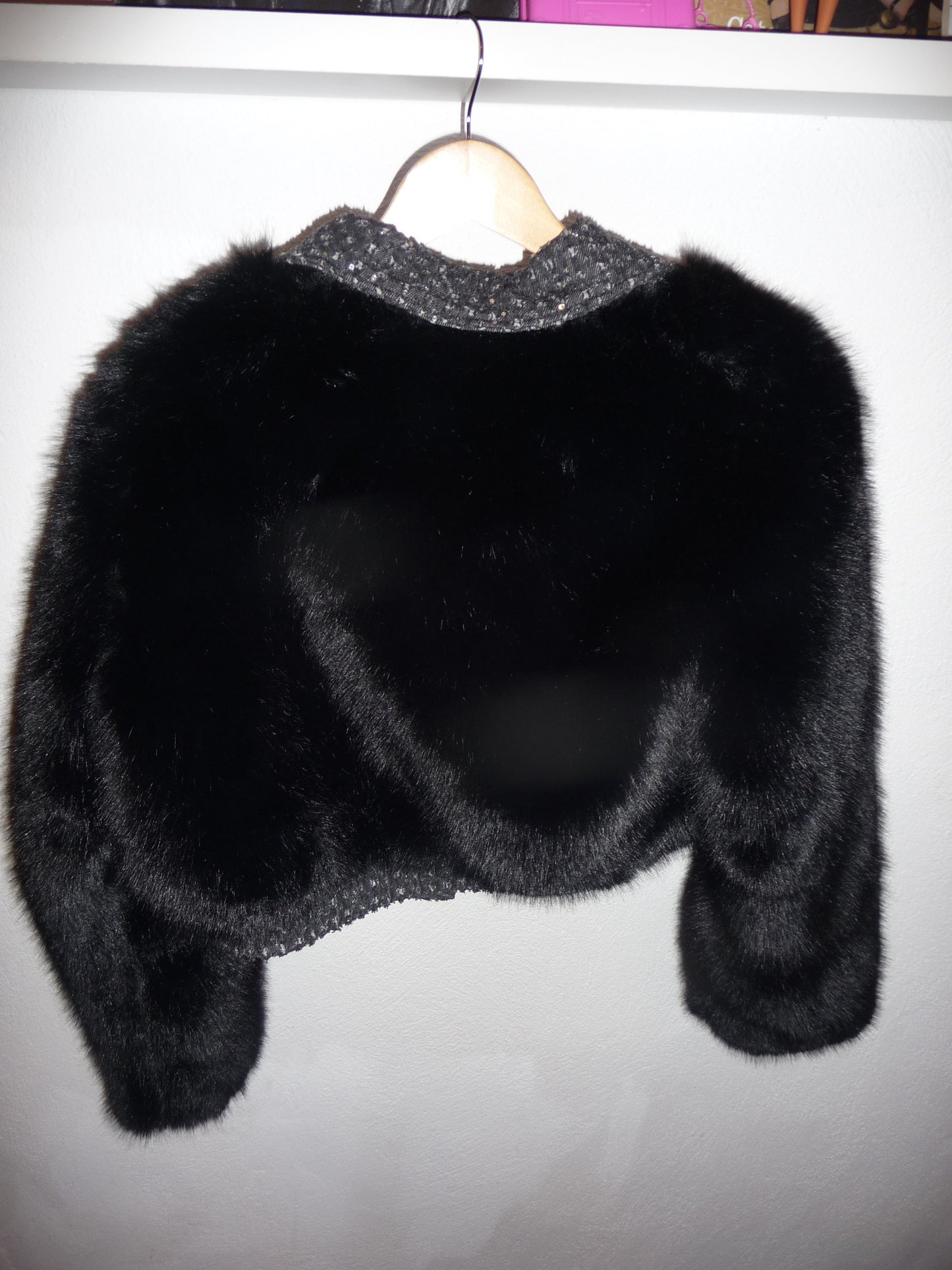 Schwarz Faux Fur Jacke