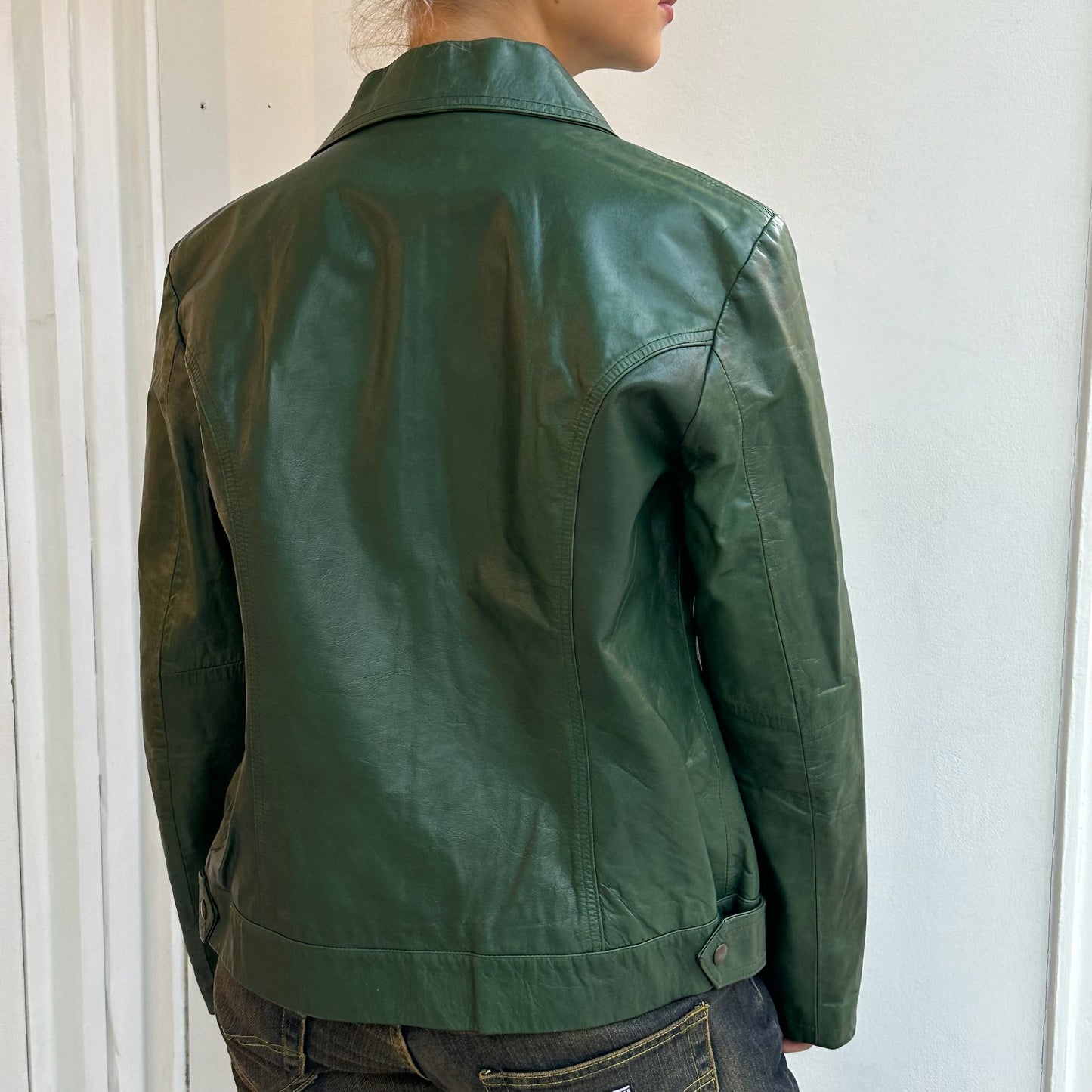 Grüne Lederjacke