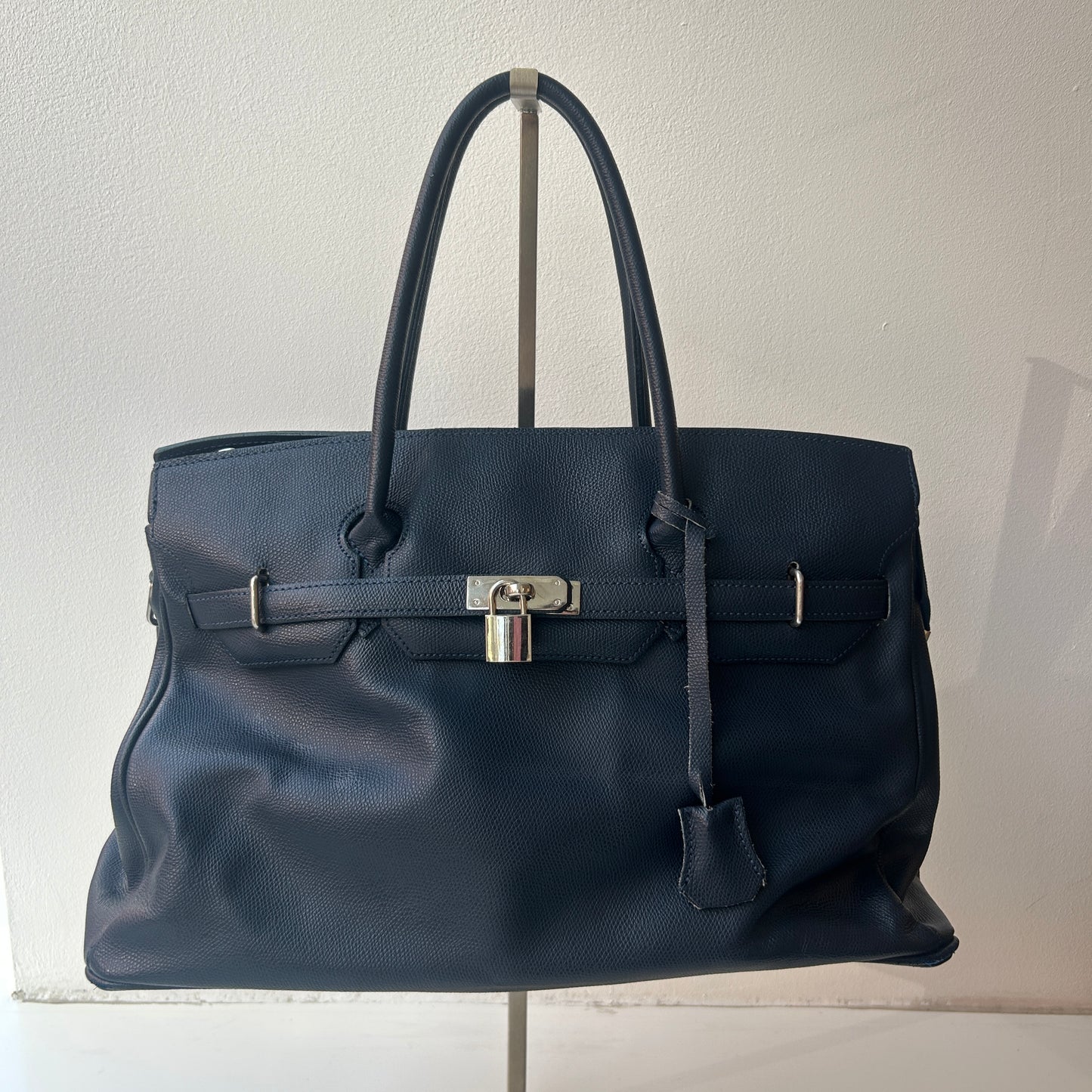 Blue leather Firkin bag