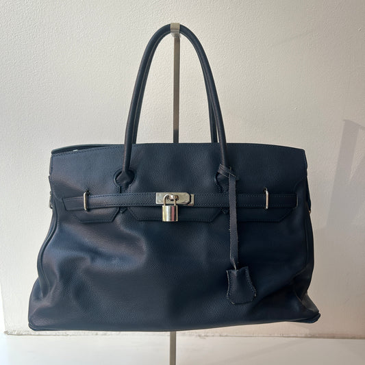 Blue leather Firkin bag