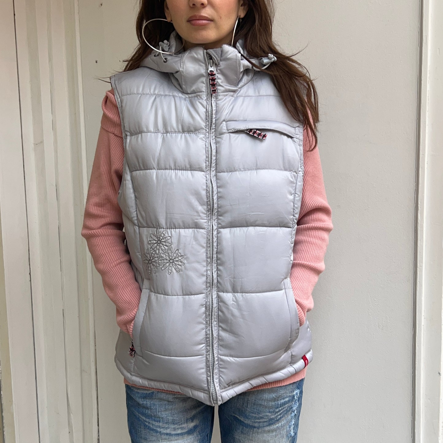 2000er silberne Pufferweste