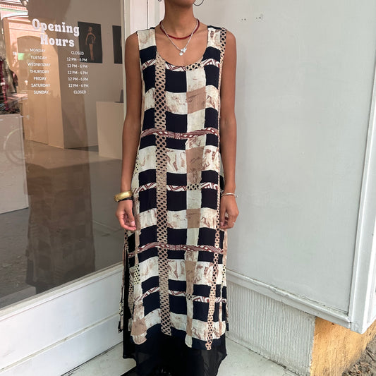 Braun/schwarzes Viskose Kleid