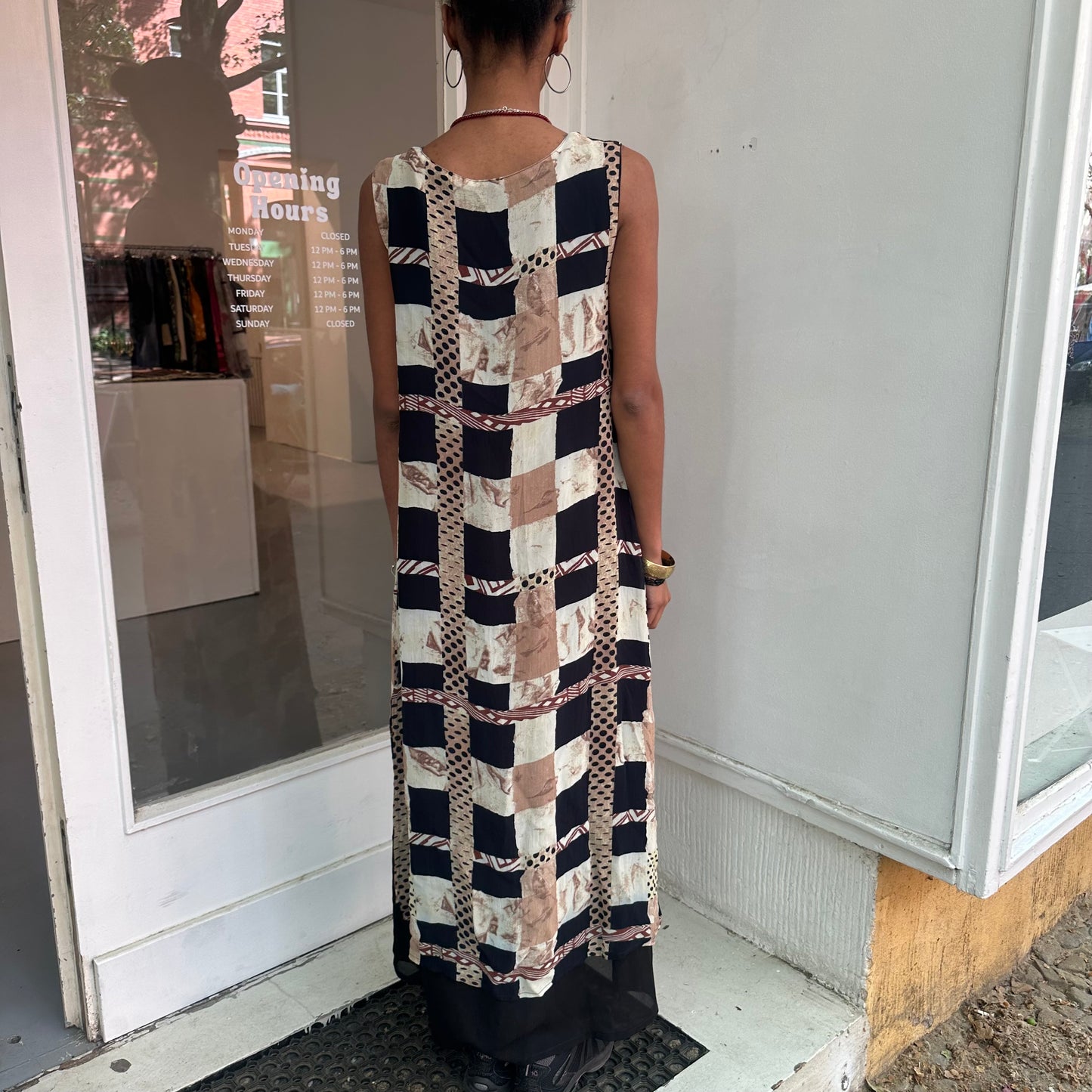 Braun/schwarzes Viskose Kleid