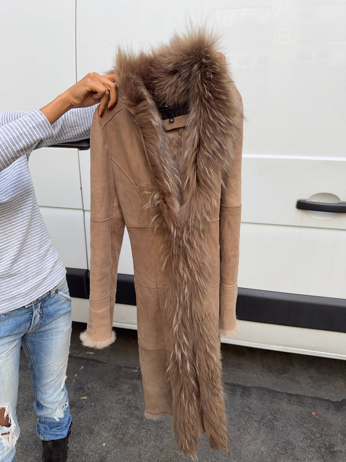 Beige Suede Afghan Coat
