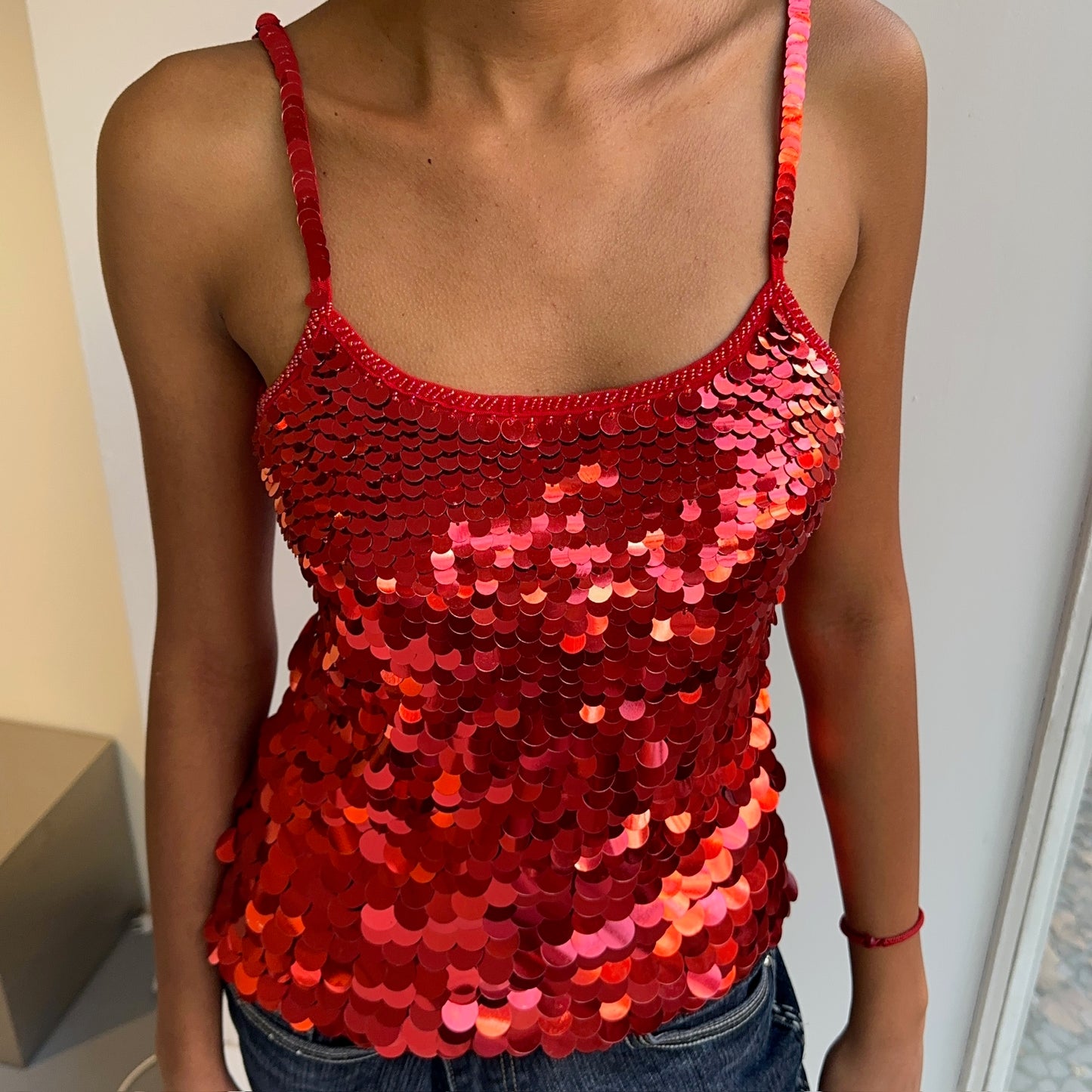 Red Sequin Top