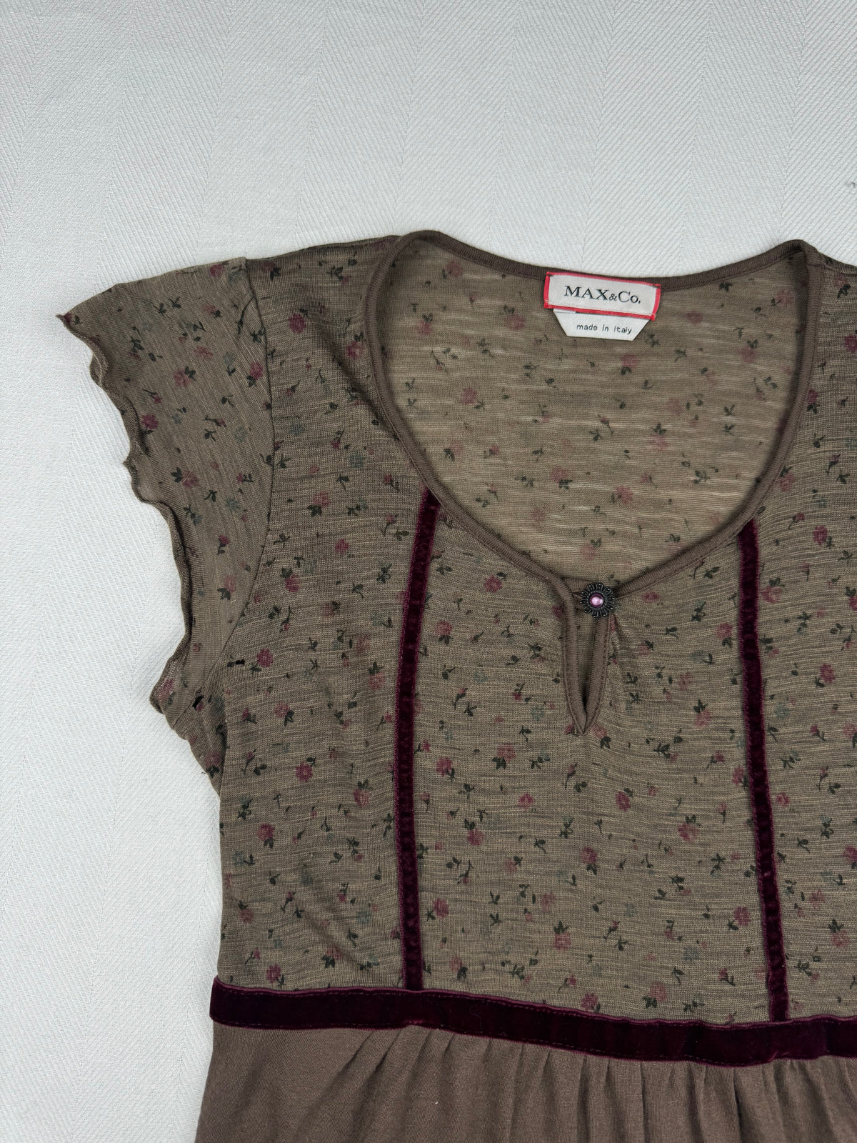Brown Flower Print Top