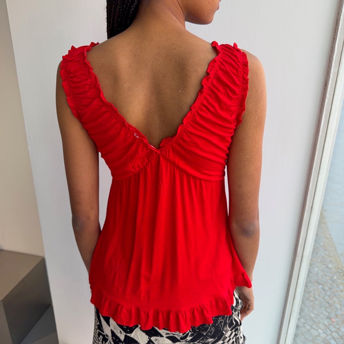 Red Ruffle Top